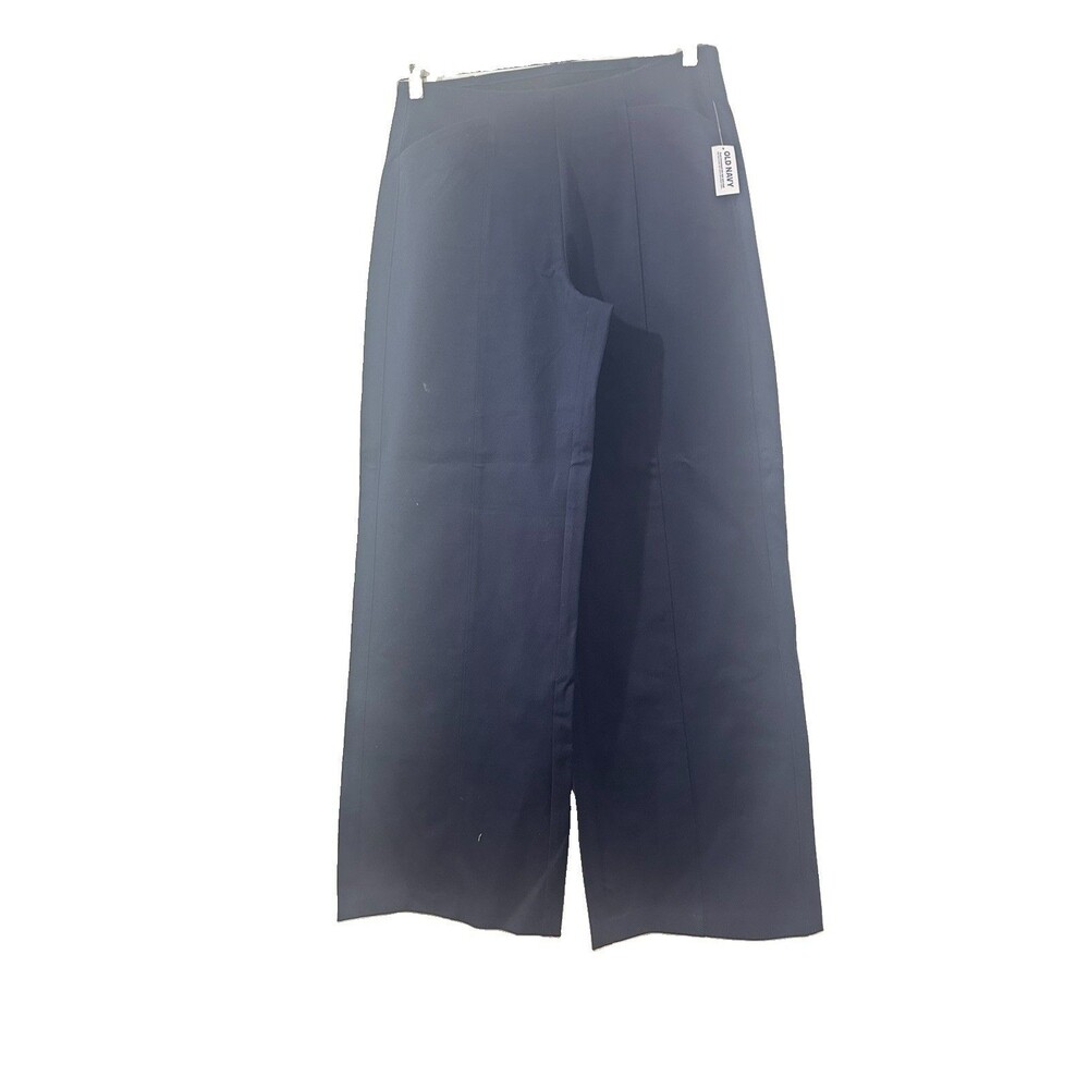 Old Navy High WaistSuper Wide-Leg Pixie Pant Navy Size Large Tall Pleated Leg - Picture 3 of 13